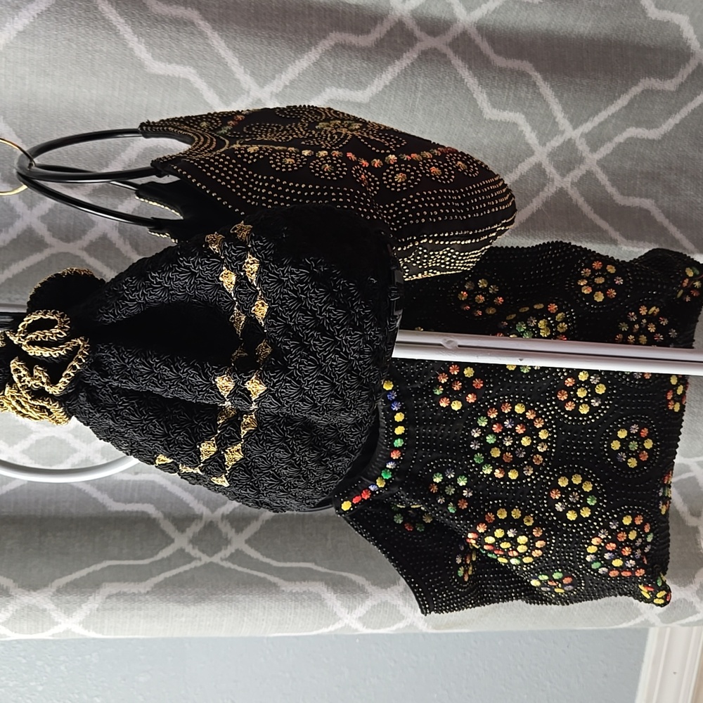 Three Vintage Victorian Style Bags Crocheted And Beaded Bags Estate Sale Find